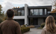 Couple looking towards their home